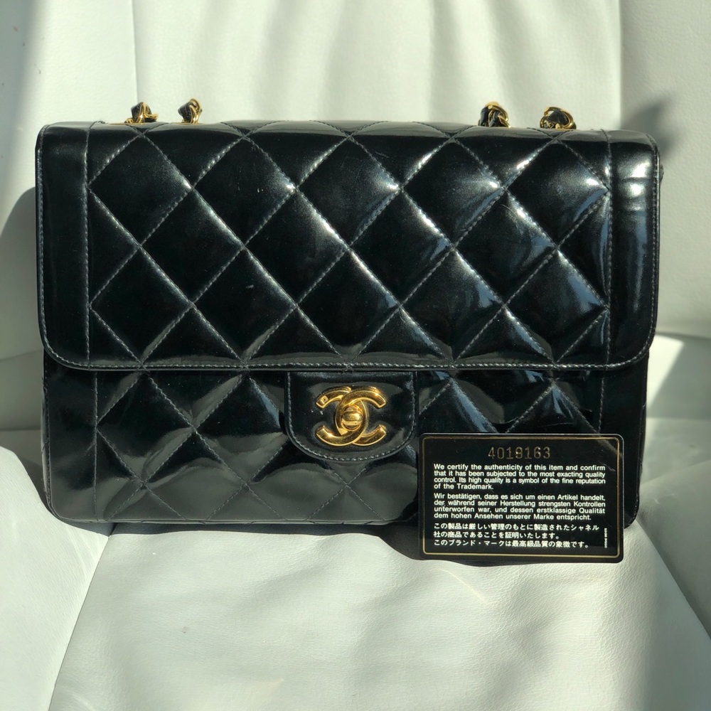Chanel Classic Vintage Quilted Patent Single Flap
